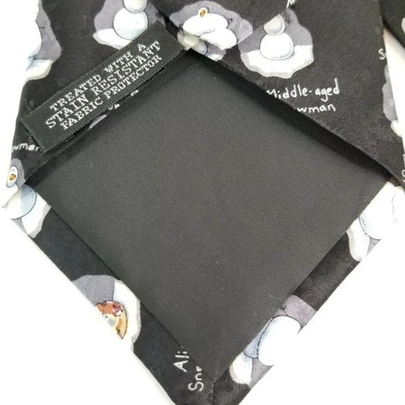 Jingle Bells Snowman Themed Silk Neck Tie 58"L 4"W - Picture 4 of 6